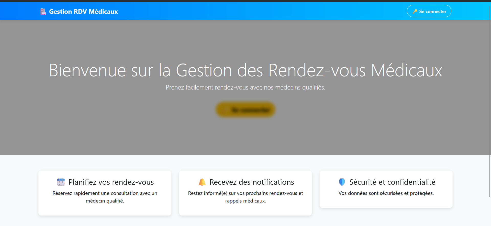 Interface du système de gestion médicale