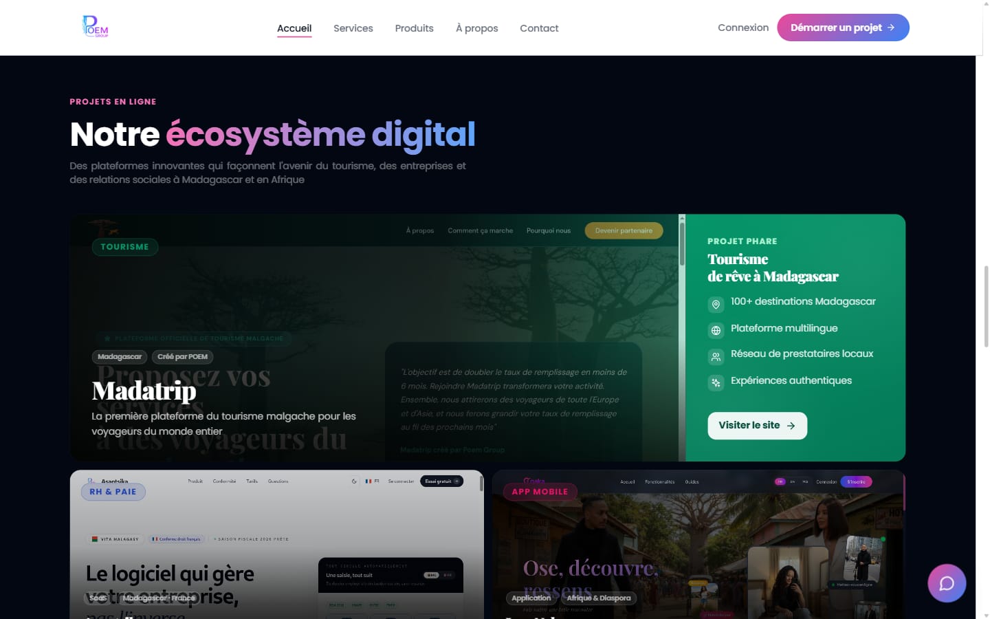 POEM Group, écosystème de produits digitaux