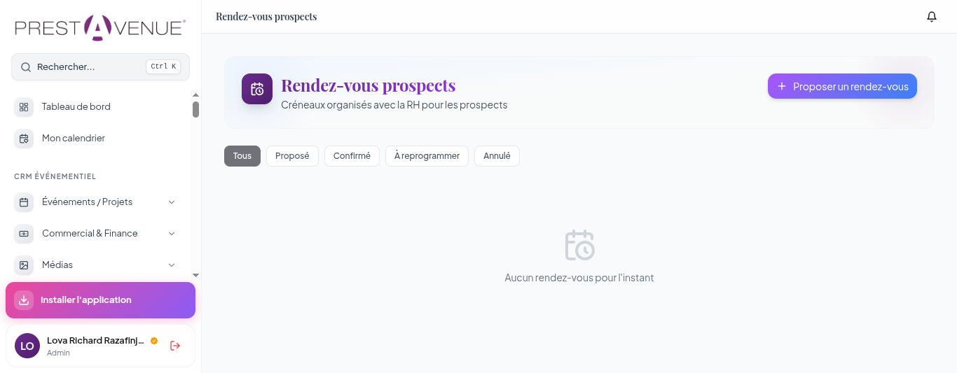 CRM PrestAvenue · Rendez-vous