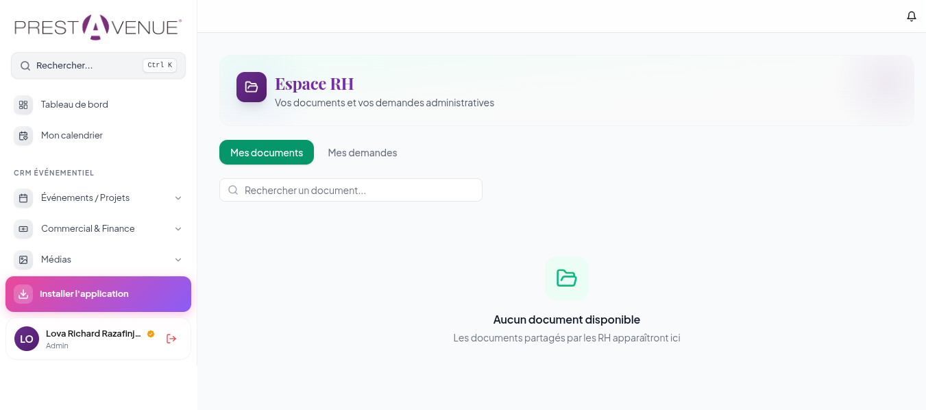CRM PrestAvenue · Espace RH